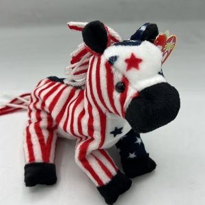 Ty Vintage 2000 Beanie LEFTY the Donkey Patriotic Red, White & Blue Plush